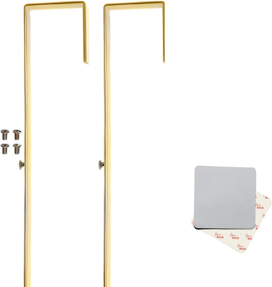 [Heavy Duty] Over-The-Door Mirror Hanger-Adjustable 14.5-inch Door Mirror Hanger Set with Protective Lining-Over The Hooks 1.5'' Door Depth (Gold)