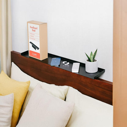 No-Screws Bed Headboard Shelf Attachment (Only for Straight headboards)-Metal Twin, King, Queen