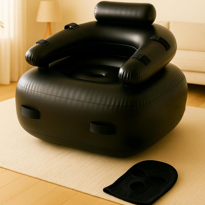 Inflatable Sex Chair with Restraints & MASK Bondage-Adults Blow Up Sex Seat or Sex Couch