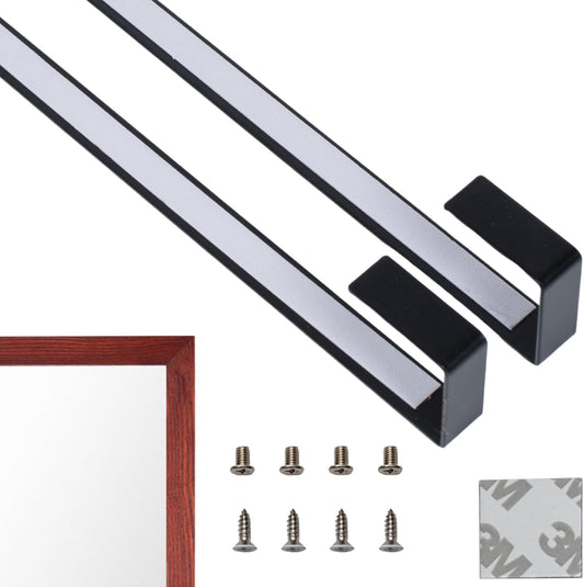 Over-The-Door Mirror Hanger | Adjustable 14.5-inch 2 Mirror Brackets Set 1.5'' Door Depth (Black)