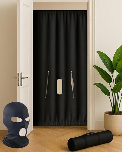 Portable Glory Hole Kit with Mask & Bag-Glory Hole to Go Door-Mount Booth Curtain with Dual Hand Slits-Glory Hands-ON