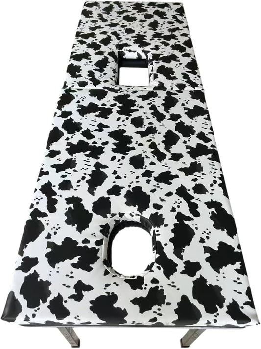 Milking Table with Big Glory Hole-Massage Table with Hole for Men-UNOBSTRUCTED Access (Cow Pattern)