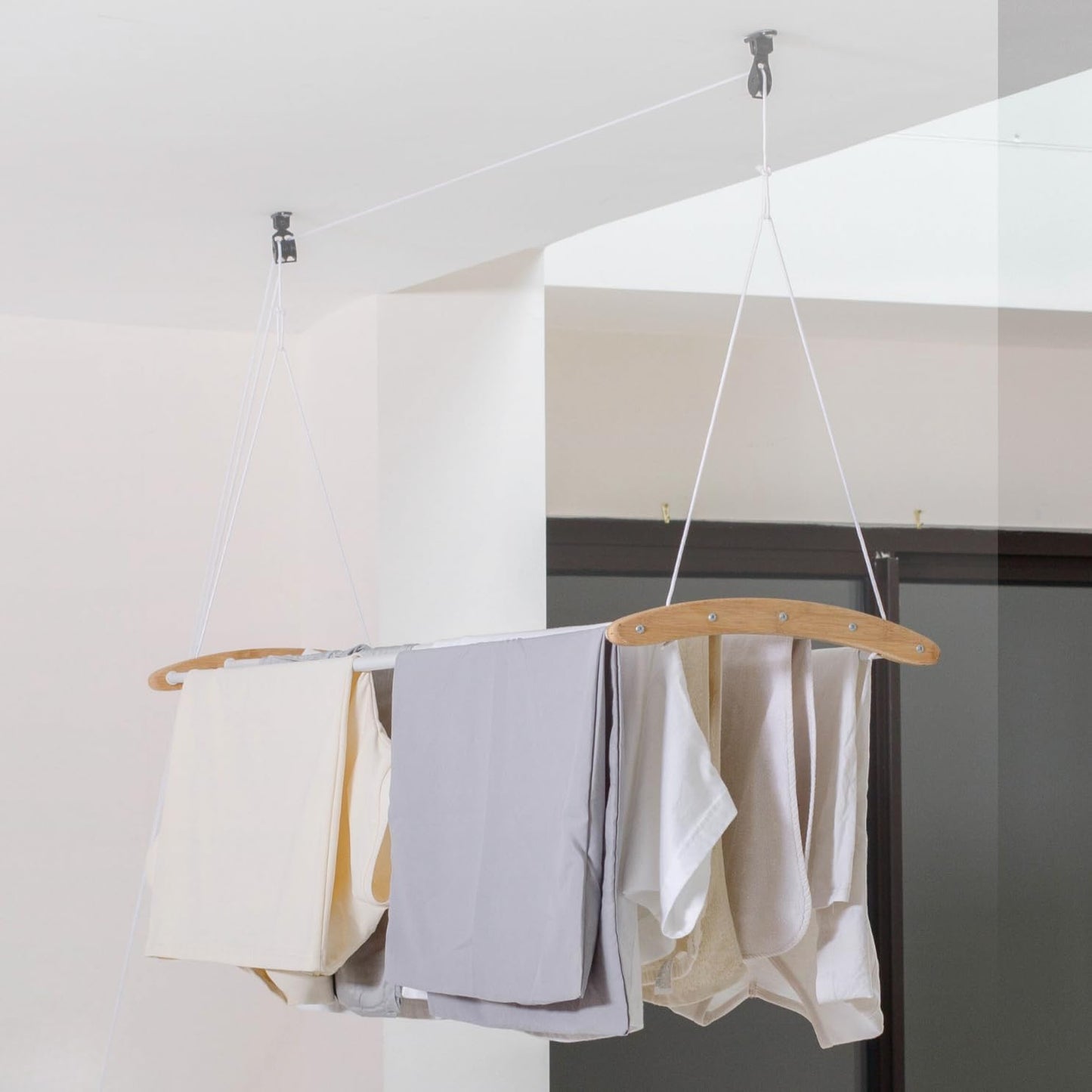 Ceiling Mounted Drying Racks for Laundry-Space-Saving Ceiling Clothes Drying Rack-Pulley Drying Rack