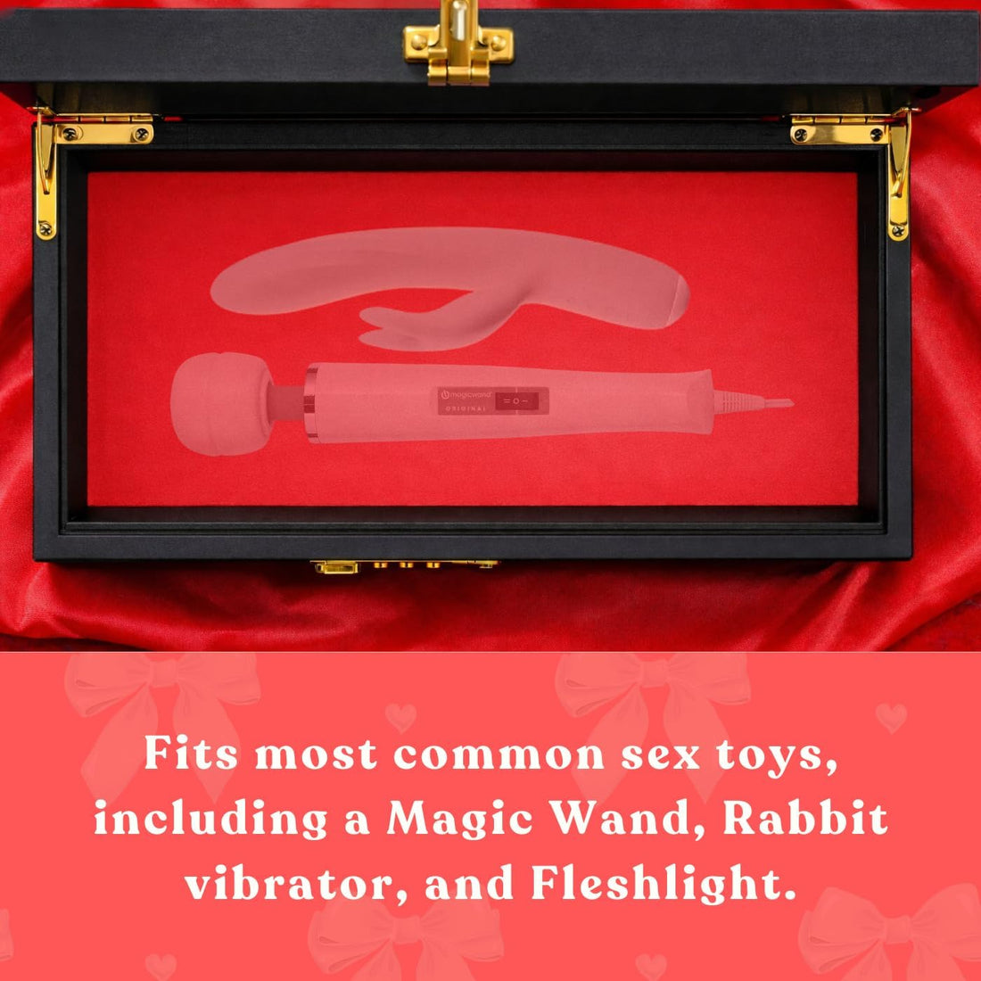 SEX TOYS BOX - Lockable Sex Storage Box with Code Lock (18.5 x 9.53 x 7.2 in) - Premium Wooden Sex Toy Lock Box (Black) MyHomeinBold