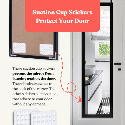 Heavy-Duty 14.5-Inch Adjustable Door Mirror Hanger Set of 2 (BLACK) + Anti-Damage Suction Cups-1.7" Door Depth