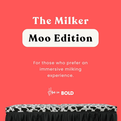 MILKER MOO EDITION - Cow-Print Milking Table with Glory Opening & Privacy Curtain MyHomeinBold