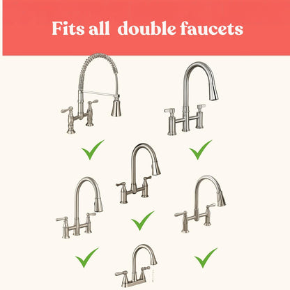 2 Hole Kitchen Sink Splash Guard 22 inch Wide-Modern Silicone Faucet Mat for Kitchen Sink with 8” Spacing
