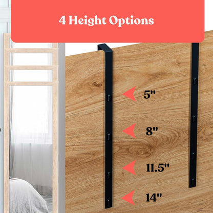 Heavy-Duty 14.5-Inch Adjustable Door Mirror Hanger Set of 2 (BLACK) + Anti-Damage Suction Cups-1.7" Door Depth