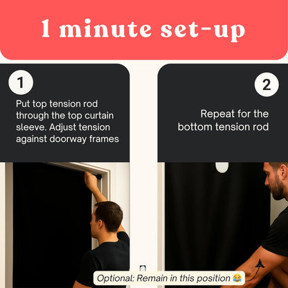 Glory Hole Wall-Gloryhole Kit Doorway- Portable Glory Hole Curtain Kit-Mounts in 1 Minute-Fits Most Doorways 28-32’’