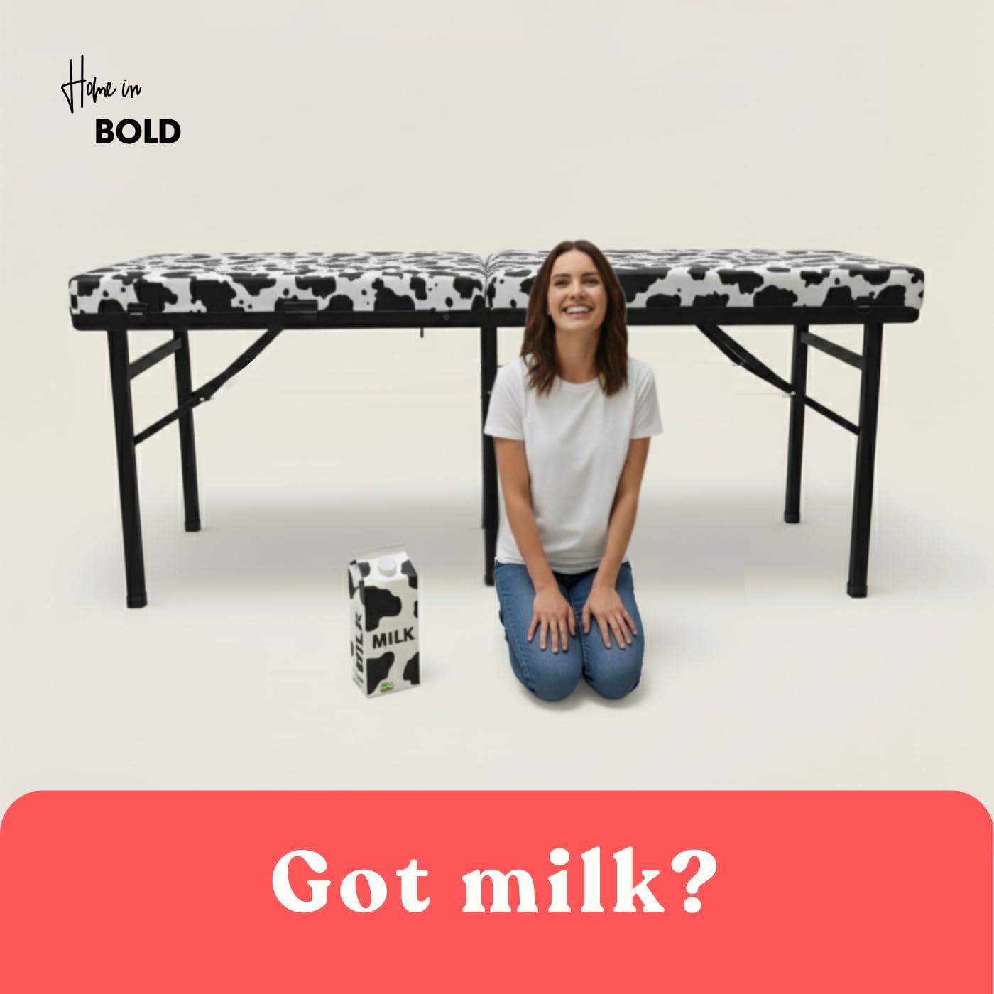 Milking Table with Big Glory Hole-Massage Table with Hole for Men-UNOBSTRUCTED Access (Cow Pattern)