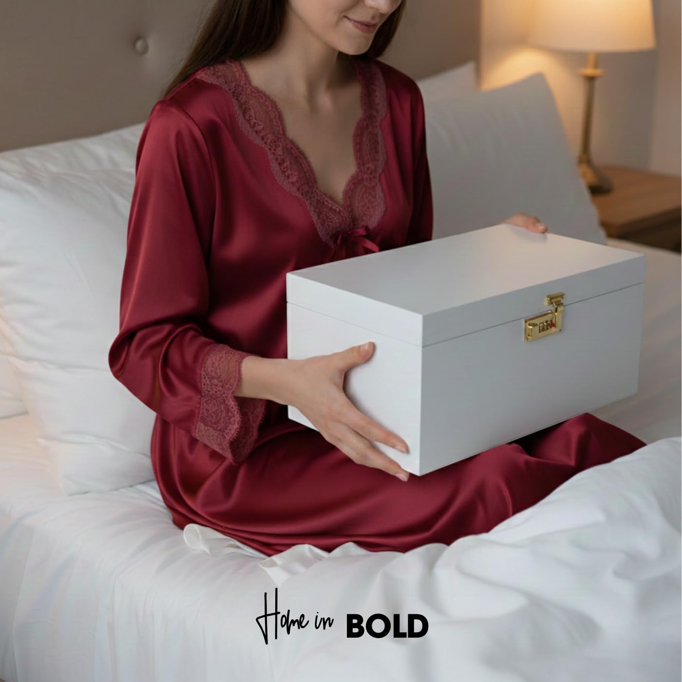 SEX TOYS BOX - Lockable Sex Storage Box with Code Lock (18.5 x 9.53 x 7.2 in) - Premium Wooden Sex Toy Lock Box (White) MyHomeinBold