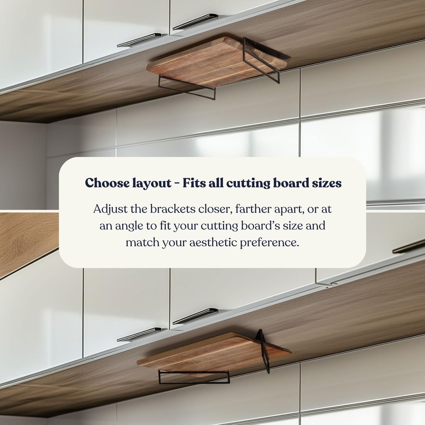 Under Cabinet Cutting Board Holder-2 Layer Metal Cutting Board Rack-Heavy Duty Vertical Horizontal Cutting Board