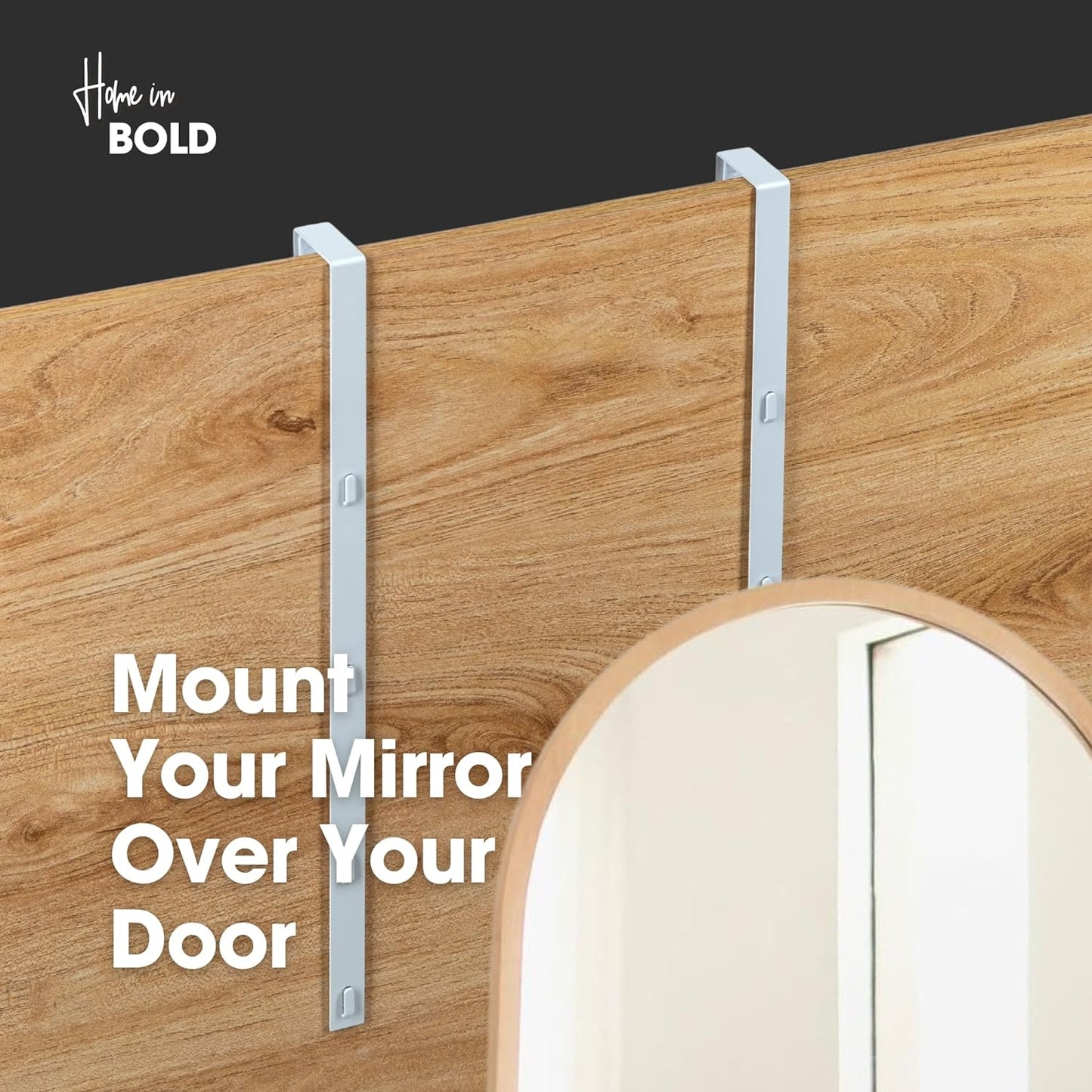 14.5'' Over-The-Door Mirror Hanger Set with Mounting Lips (White)