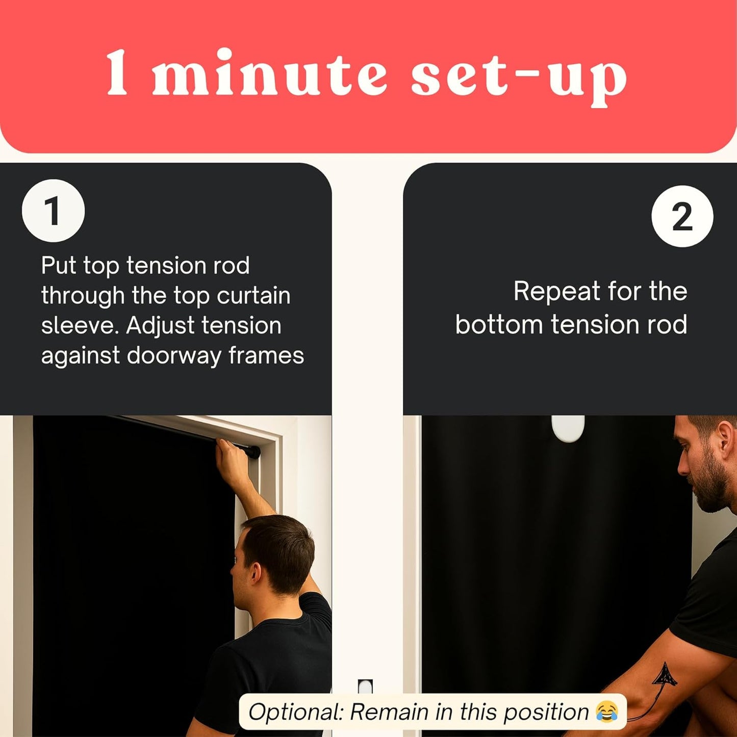 Portable Glory Hole Kit with Mask & Bag-Glory Hole to Go Door-Mount Booth Curtain with Dual Hand Slits-Glory Hands-ON