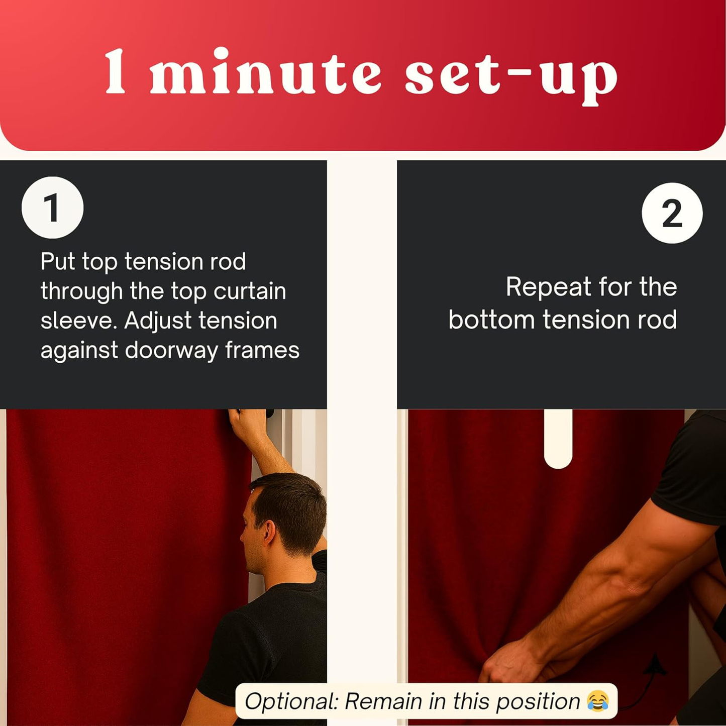 Portable Glory Hole Wall Red Velvet-Gloryhole Kit Doorway-Portable Glory Hole Curtain (Red)