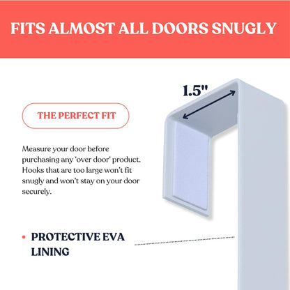 Extra Large 20" Over-The-Door Mirror Hanger Set (Extra Wide)-Door Brackets Hanger Hooks Set 2 XL (White)