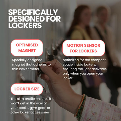 School Locker Light Magnetic, Rechargeable White Locker Lights for Girls, Wireless Motion Sensor Light Indoor