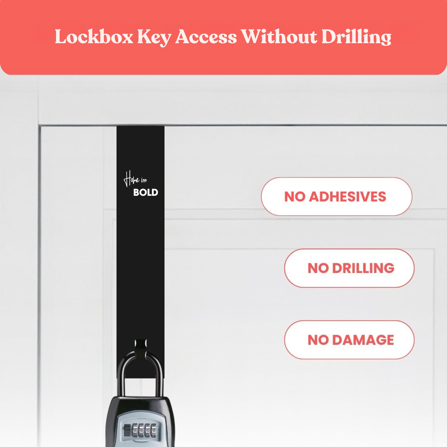 Extra Large Lock Box Door Mount Bracket-Over The Door Mounted Lockbox Bracket-Over The Door Lockbox Hook