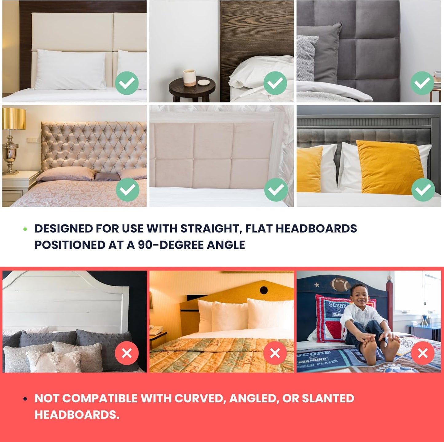 No-Screws Bed Headboard Shelf Attachment (Only for Straight headboards)-Metal Twin, King, Queen