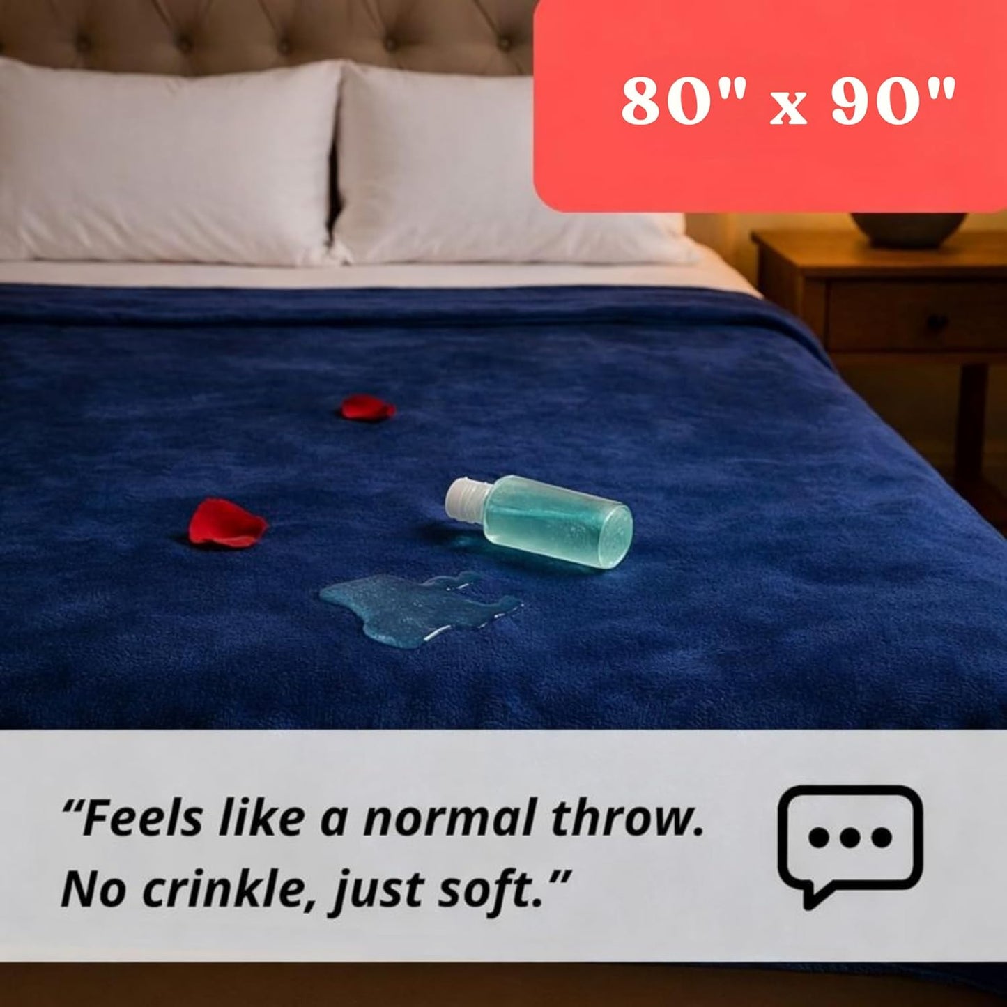 POUND PAD BLUE - Sex Sheets Waterproof Queen L Sex Blanket to Protect Bed Washable (80x90” L) MyHomeinBold