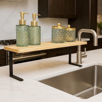 Over The Sink Shelf for Tall Faucet - Space-Saving Bathroom Over Faucet Organizer, 30” L 6.25” W 9.25” H [Waterproof]