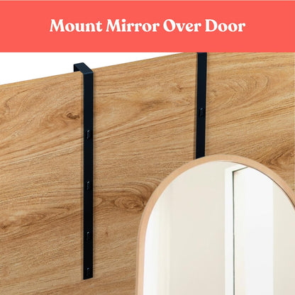 Heavy-Duty 14.5-Inch Adjustable Door Mirror Hanger Set of 2 (BLACK) + Anti-Damage Suction Cups-1.7" Door Depth