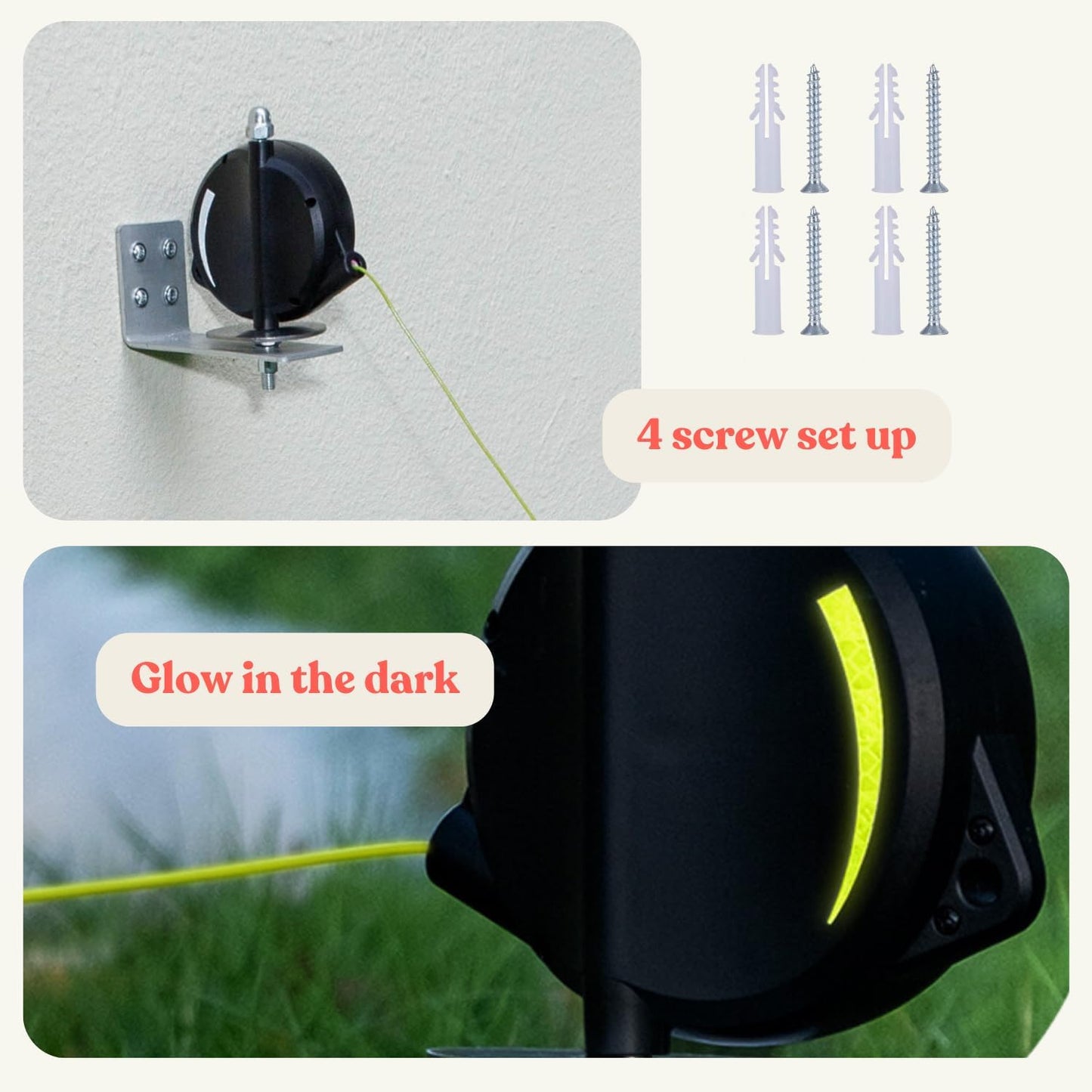 Heavy Duty Wall Mount Retractable Dog Tie out Cable for Small to Large Dogs-No Tangle Tie out Extends to 16.5 Ft