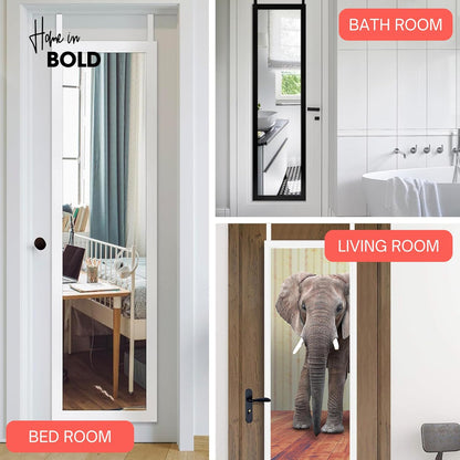 [Heavy Duty] 14.5" Over-The-Door Mirror Hanger Set (Extra Wide) with Any-Banging Adhesive + Suction Cup Pads and Inner Protective Padding