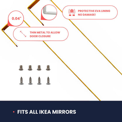 [Heavy Duty] Over-The-Door Mirror Hanger-Adjustable 14.5-inch Door Mirror Hanger Set with Protective Lining-Over The Hooks 1.5'' Door Depth (Gold)