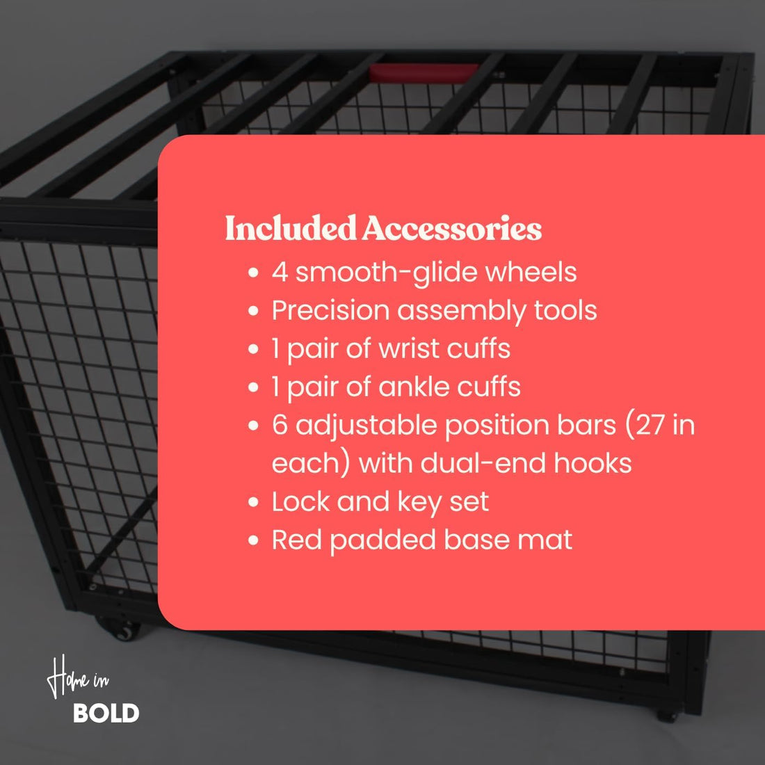 The in-Cell (Home in Bold)-Luxury Sex Cage on Wheels with Lock-Heavy-Duty Bondage Cage with Wheels & Velvet Base MyHomeinBold