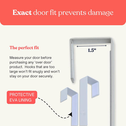 [Heavy Duty] 14.5" Over-The-Door Mirror Hanger Set (Extra Wide) with Any-Banging Adhesive + Suction Cup Pads and Inner Protective Padding