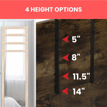 Over-The-Door Mirror Hanger | Adjustable 14.5-inch 2 Mirror Brackets Set 1.5'' Door Depth (Black)