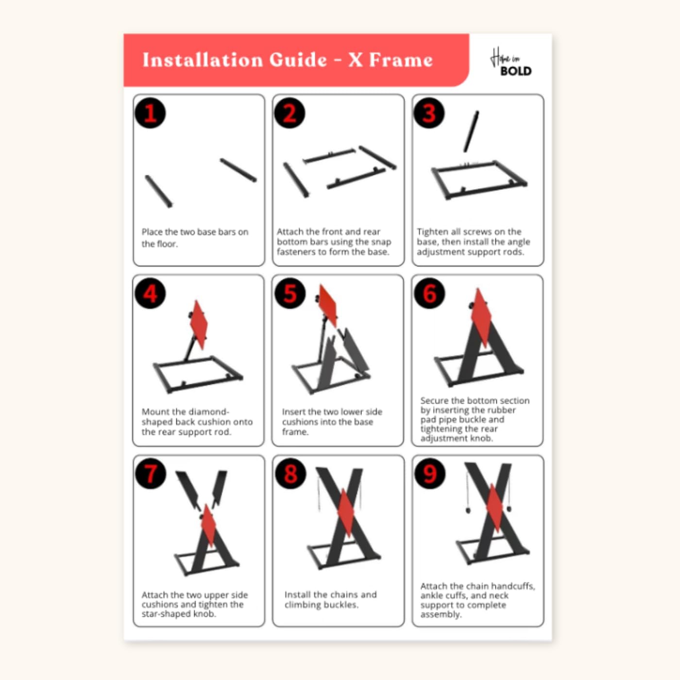 X-Position (Home in Bold)-St Andrews Cross Adult Furniture Furniture for Roleplay-Heavy-Duty Adjustable X Cross