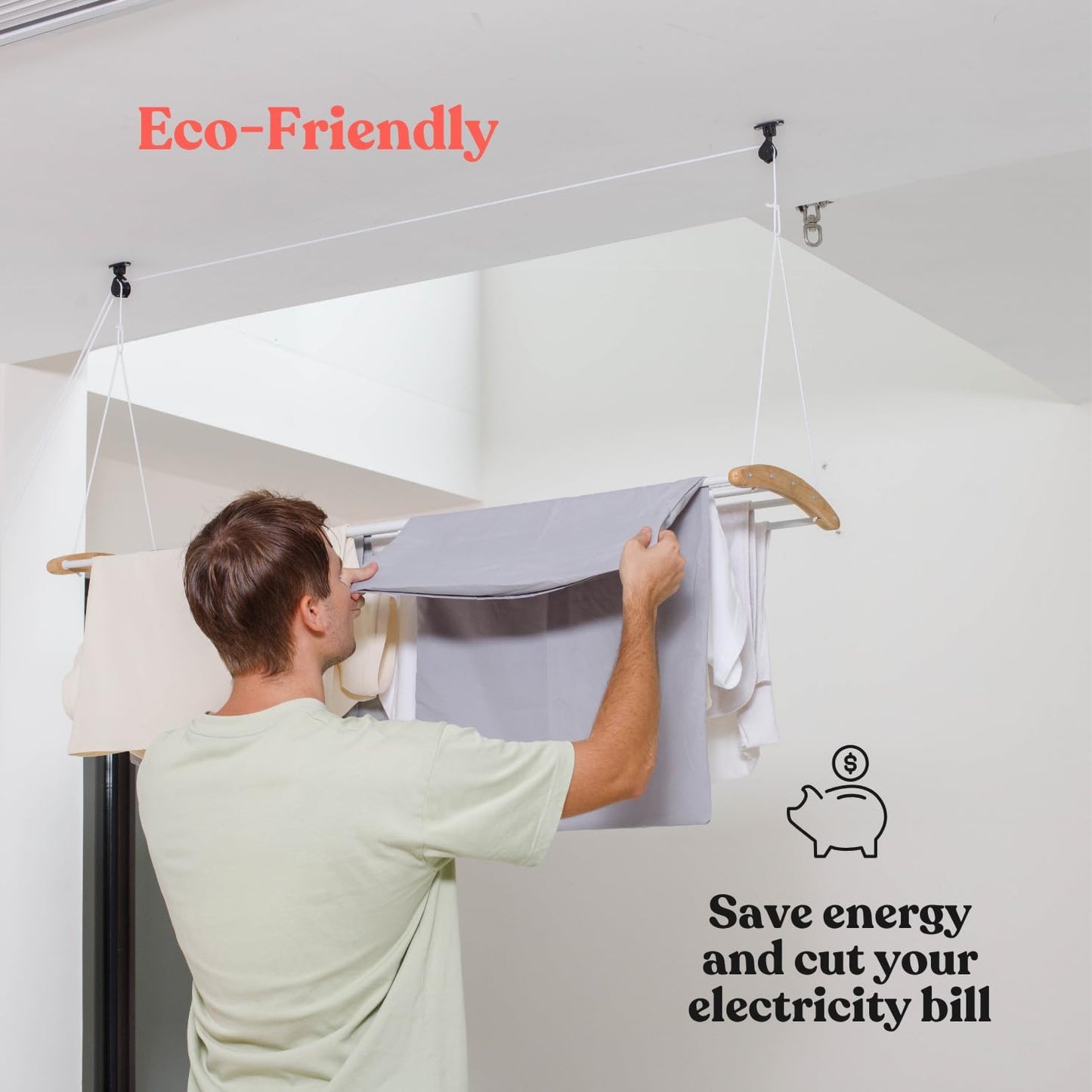 Ceiling Mounted Drying Racks for Laundry-Space-Saving Ceiling Clothes Drying Rack-Pulley Drying Rack