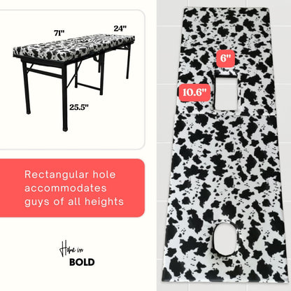 MILKER MOO EDITION - Cow-Print Milking Table with Glory Opening & Privacy Curtain MyHomeinBold