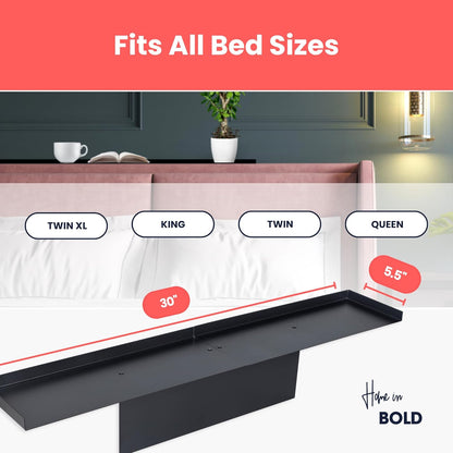 No-Screws Bed Headboard Shelf Attachment (Only for Straight headboards)-Metal Twin, King, Queen
