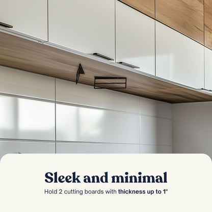 Under Cabinet Cutting Board Holder-2 Layer Metal Cutting Board Rack-Heavy Duty Vertical Horizontal Cutting Board