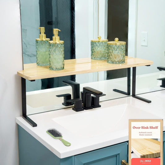 Over The Sink Shelf for Tall Faucet - Space-Saving Bathroom Over Faucet Organizer, 30” L 6.25” W 9.25” H [Waterproof]