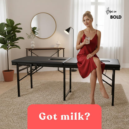 Milking Table with Big Glory Hole 'The Milker: Black'-Massage Table with Hole for Men-UNOBSTRUCTED Access-BDSM Sex Furniture for Men