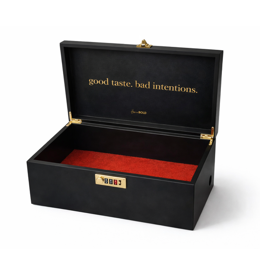 SEX TOYS BOX - Lockable Sex Toy Storage Box with Code Lock (18.5 x 9.53 x 7.2 in) - Premium Wooden Sex Toy Lock Box (Black)