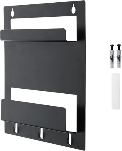 100% Metal Bedside Shelf Wall Mount Charging Station-Wall Phone Holder for Wall Storage-Matte Black