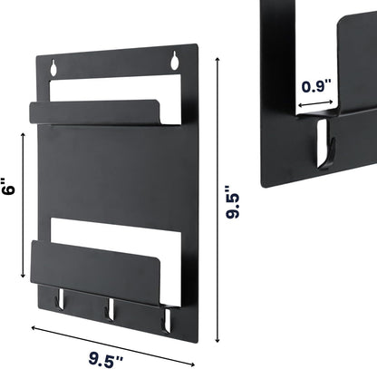 100% Metal Bedside Shelf Wall Mount Charging Station-Wall Phone Holder for Wall Storage-Matte Black
