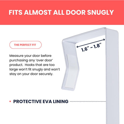 Over-The-Door Hooks 14.5-inch (Heavy Duty) Metal for Thick Doors 1.6''-1.8'' (WHITE)