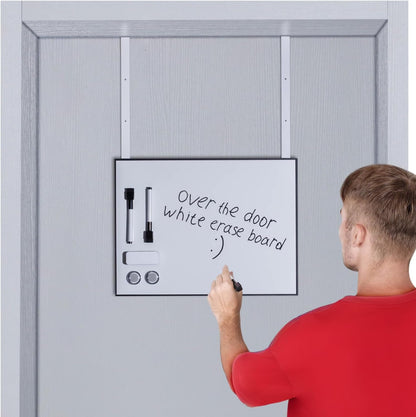 Over The Door Whiteboard-Adjustable 4 Heights Dry Erase Board for Door with Eraser, Magnet, 2 Markers & 2 Hooks