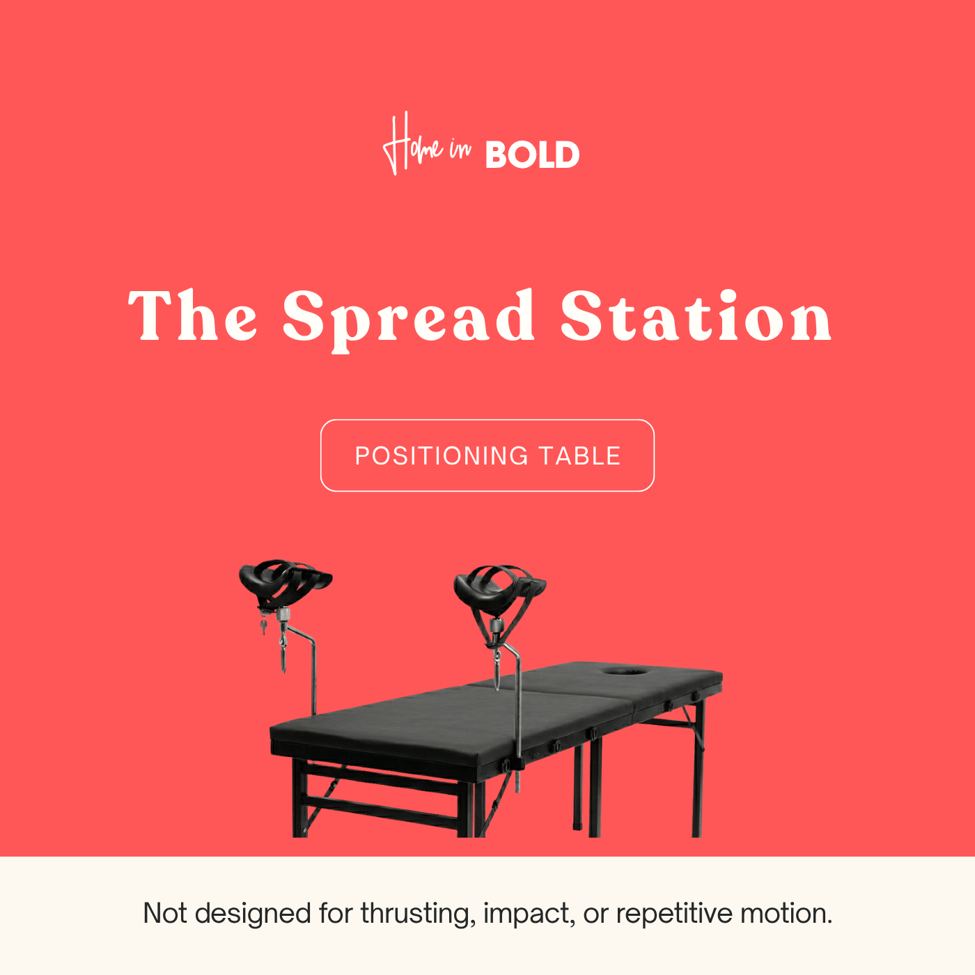 The Spread Station sex table with leg stirrups Home in Bold lifestyle product photo