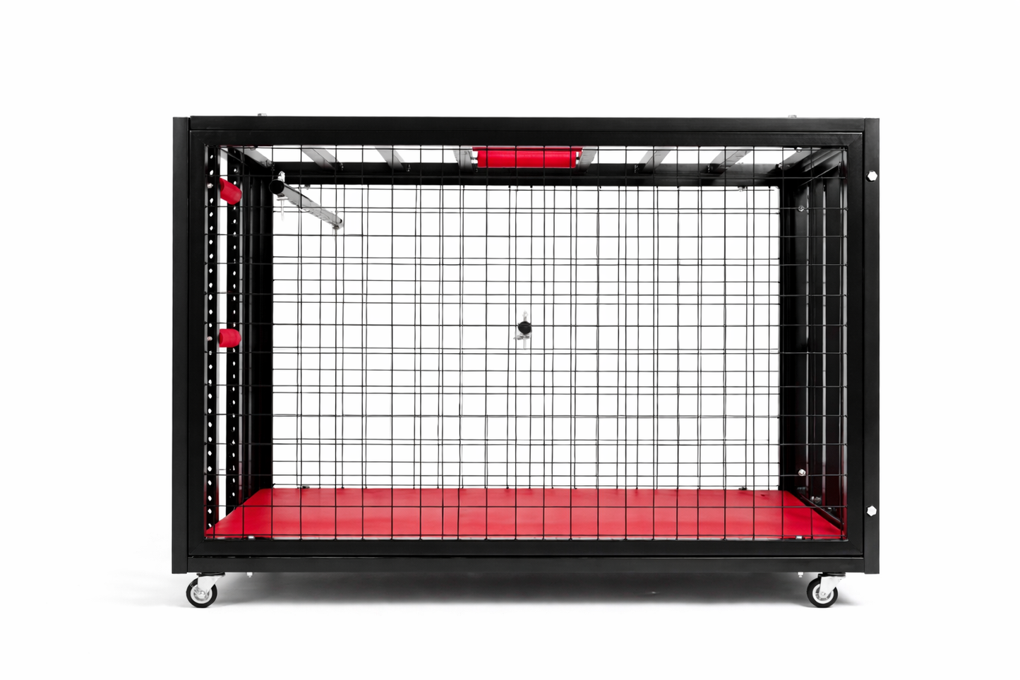 BDSM Sex Cage on Wheels with Lock-Heavy-Duty Bondage Cage with Wheels & Velvet Base
