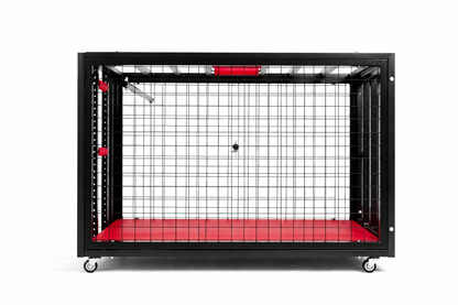 BDSM Sex Cage on Wheels with Lock-Heavy-Duty Bondage Cage with Wheels & Velvet Base