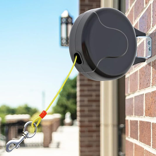 Heavy-Duty Retractable Dog Tie Out Cable-Wall Mount Dog Lead Great for Yard/Garden