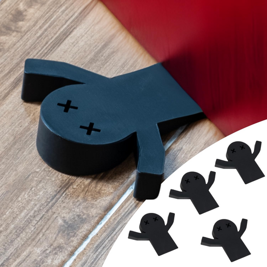 4-Pack Decorative Door Stoppers for Bottom of Door-1" H Door Stopper Wedge Black 'Flat Mates'