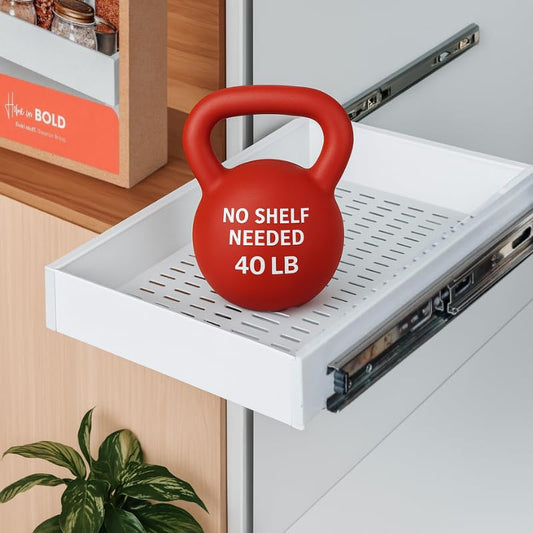 Pull Out Cabinet Organizers 17" Deep, 12"-17.5" Expandable Roll Out Slide Pantry Shelves, Adjustable Width